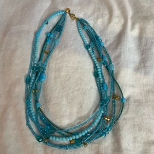 VJ blue beaded 6 stranded necklace